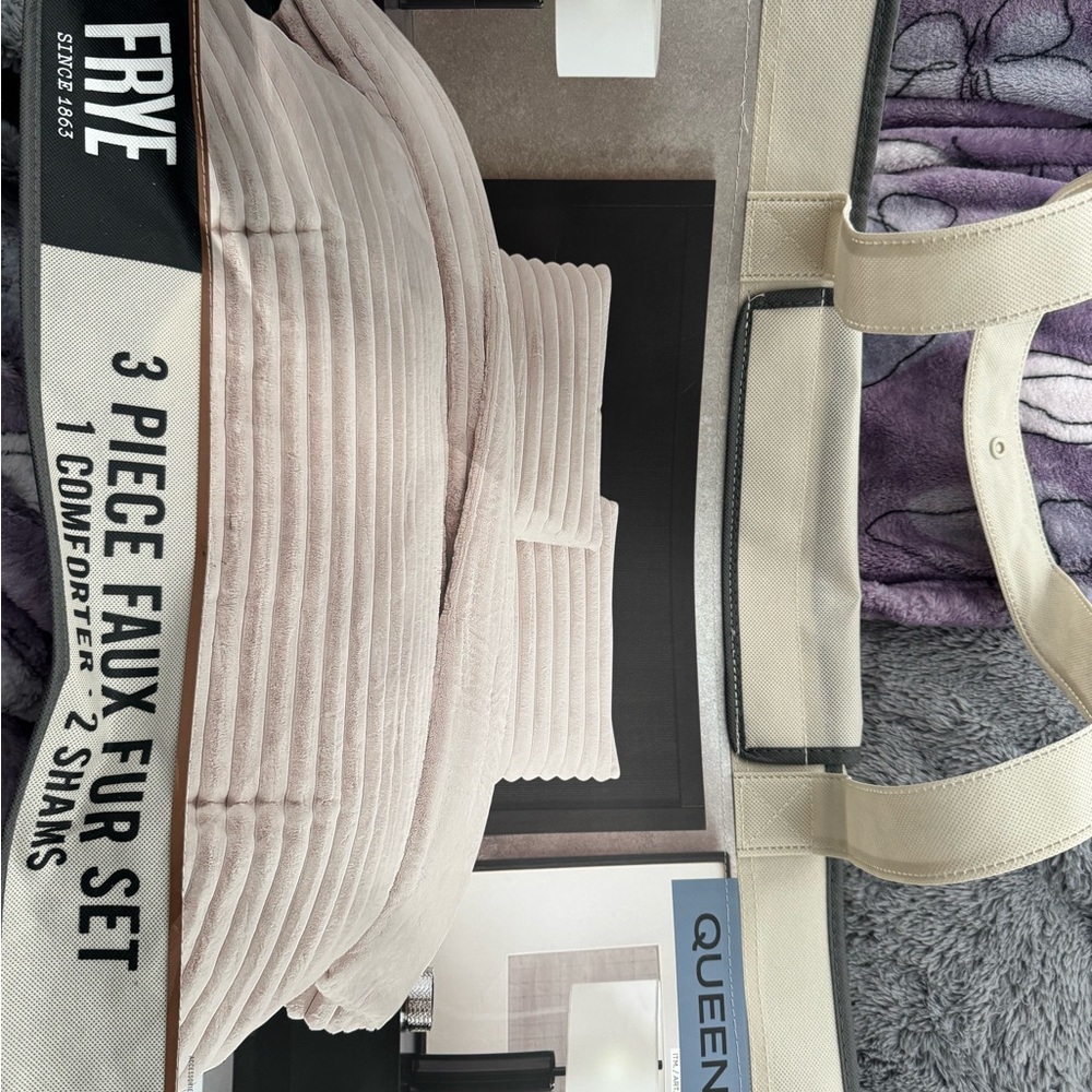 Luxurious Cream Bedding Set 3 piece faux fur queen set